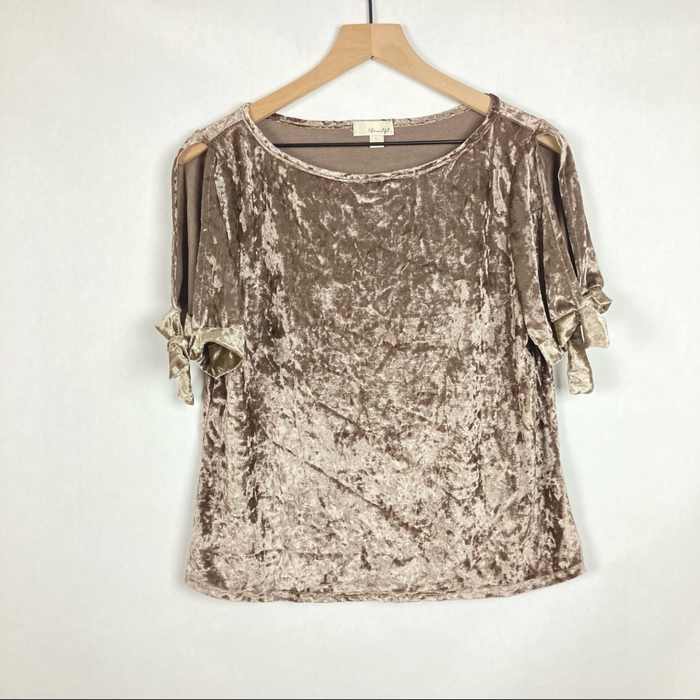 The Outfit crushed velour split  half sleeve top